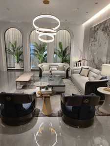 चमड़े के अनुभागीय सोफे आधुनिक लक्जरी आरामदायक विला लिविंग रूम फर्नीचर लकड़ी फ्रेम स्टेनलेस स्टील पैर वास्तविक चमड़े - Product Image 6