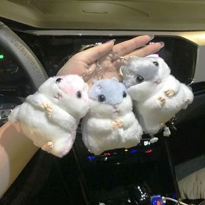 Hamster Fur Doll Keychain Pendant Doll Hamster Cute <b>Backpack</b> Doll Plush School Bag Pendant Charm Plush Pompom Plush 3D Key Chain - Product Image 2
