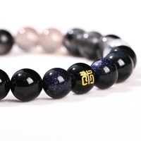 JD GEMS Cuentas de piedras semipreciosas Brazalete de joyería energética Piedra natural Mezcla Multicolor Pulsera de cinco elementos