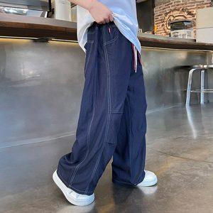 Pantalon décontracté pour garçon, pantalon à jambes larges pour adolescent, style jean tendance pour l'été, tenue à la mode pour adolescents - Product Image 4