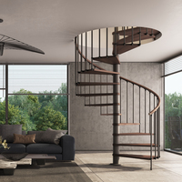 Ace – petit espace pour maison, utilisation intérieure, escaliers en spirale, verre, bois, acier, marches, escalier en spirale