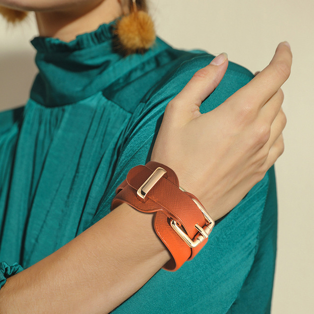Wholesale Unisex Wide PU Leather Bracelet Adjustable Punk Multi-color Metal Buckle Statement Wrist Cuff Jewelry for Gift