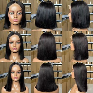 Peluca de Cabello Vietnamita Nativo SDD Top 15A, Ultra-Lisa, Corte Bob Corto, con Frente de Encaje Transparente - Product Image 1