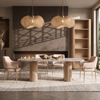 Ensemble de table à manger moderne pour l'intérieur avec 6 chaises en cuir, meubles pour la maison, la cuisine, le restaurant, l'appartement