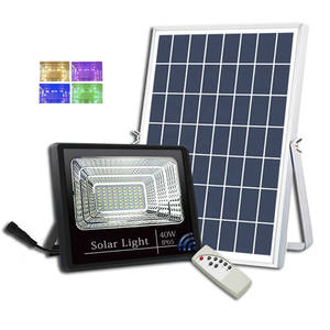 Reflector LED Solar de Seguridad con Sensor y Control Remoto RGB 25W 40W 60W 100W 200W 300W - Product Image 1