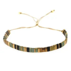 Vintage Ethnic Style Jewelry Tila Beads Adjustable Size Bracelet Fashion Trend Hand Woven Myuki Tila Bead Bracelet For Women