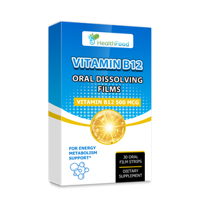 OEM ODM วิตามินบี 12 แบบฟิล์มละลายในช่องปาก 500 มก. วิตามินบี 12 สำหรับเสริมสร้างการเผาผลาญพลังงาน บำรุงระบบประสาท และสุขภาพสมอง - Product Image 1