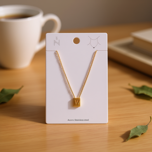 Collar con Colgante de Letra W Ziina, Chapado en Oro, Acero Inoxidable, Joyería de Moda Unisex - Product Image 2