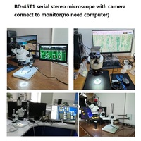 BD-45T1 7X-45X Mobile Repair Trinocular Stereo Microscope with 4K Camera and LED Ring Light