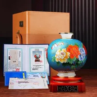 Vase en céramique fait main de luxe Design de fleurs écologique incrusté de jade ornement décoratif artistique cadeau d'affaires de bureau à domicile