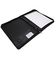 Organizador de archivos A4, carpeta de documentos, bolsas de cuero PU, Bloc de notas, portatarjetas multifunción, bolígrafo, Clip de archivo, calculadora, Memo