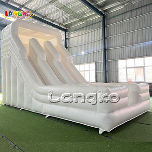 زحليقة هوائية بيضاء قابلة للنفخ للتأجير في الحفلات، منزل نطاط قابل للنفخ، زحليقة هوائية للمرح في الهواء الطلق مع نافخ هواء - Product Image 1