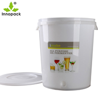 Seau/seau/tambour/baril en plastique de boisson de fermenteur de 30 litres avec soupapes de vidange et sas
