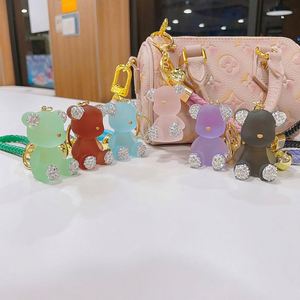 Wholesale Creative Keychain Diamond Studded Jelly Bear Resin Keychains PU Rope Car <b>Keyrings</b> Exquisite Bag Pendants - Product Image 3