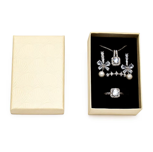 Luxury Texture Hard Paper Jewelry <b>Gift</b> <b>Box</b> Pink <b>Blue</b> White Yellow Black Available Velvet Liner Jewelry Set Display Packaging <b>Box</b> - Product Image 5