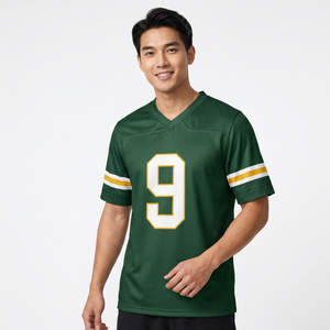 เสื้อฟุตบอลอเมริกันเยาวชนแบบกำหนดเอง ชุดทีมกีฬา แขนสั้น ระบายอากาศ แห้งเร็ว คอวี เสื้อแข่งขันประสิทธิภาพสูง - Product Image 2
