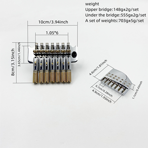 Juego de puente tremolo de doble bloqueo para guitarra eléctrica de 7 cuerdas sin cabezal, con tuerca de bloqueo, disponible en oro, plata y negro, metálico - Product Image 2