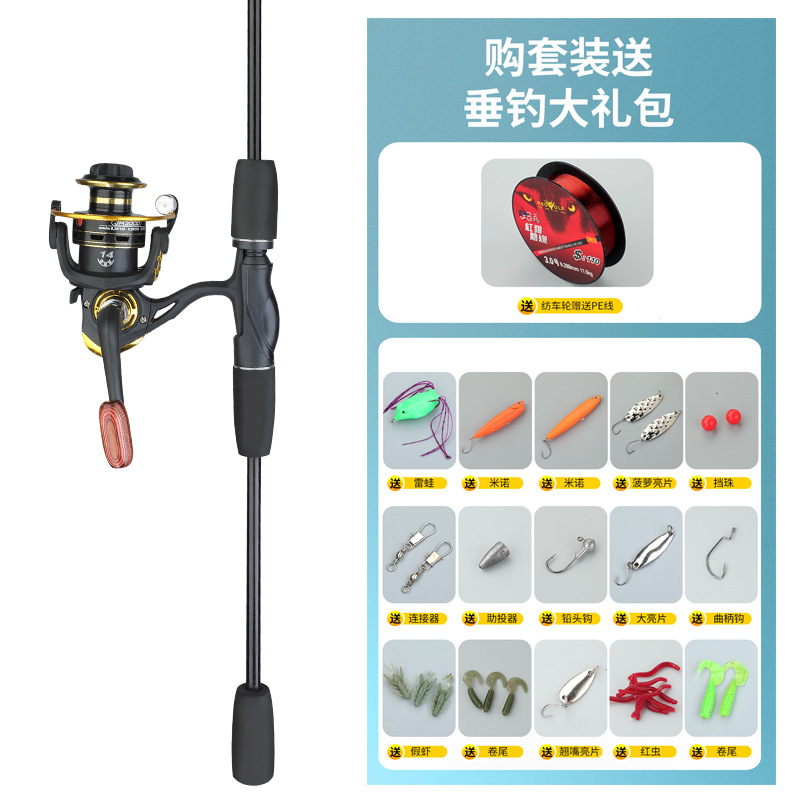 Straight rod feeding metal spinning reel set