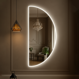 Nửa Vòng tròn mặt trăng tròn hình lớn Nhà sản xuất Backlit không khung phòng tắm tắm thông minh LED gương với LED ánh sáng - Product Image 2