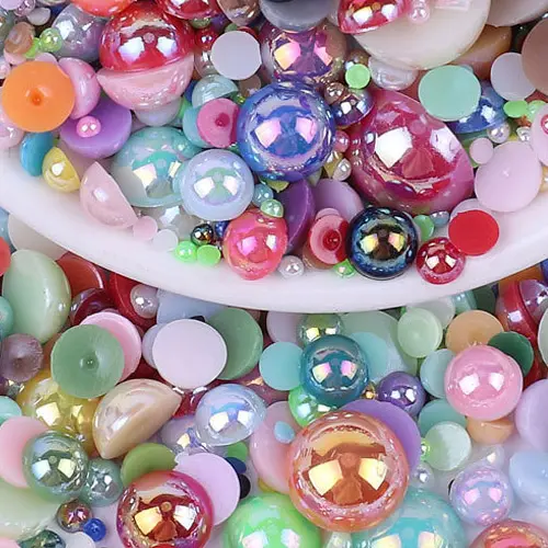 Perles rondes en plastique d'ABS de Flatback de perles de taille de mélange pour la décoration de vêtement