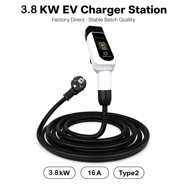 3.8kW Portable EV Charging Stations with Type 2 Connector 5M Cable European Standard Plug