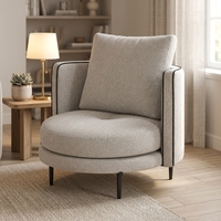 Vente chaude OEM ODM Fauteuil individuel moderne en tissu de lin doux, fauteuil de loisirs rembourré pour salon et mobilier de maison
