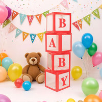 Ballon cube en papier transparent, Boîte d'amour pour bébé, Décorations de fête pour Anniversaire, Saint-Valentin, Noël, Fête des Pères, Fête des Mères