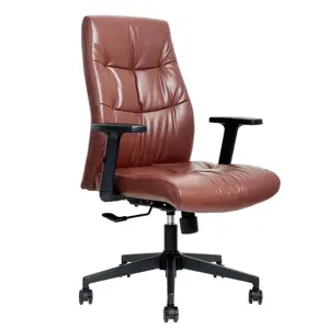 인기있는 중간 등 관리자 의자 다크 브라운 Pu 가죽 회의 회전 의자 높이 조절 팔걸이 사무실 의자