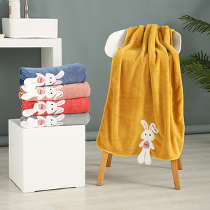 Love Rabbit Coral Fleece <b>Bath</b> <b>Towel</b> 70x140cm Applique Embroidery Soft <b>Large</b> <b>Towel</b> for Couples - Product Image 2
