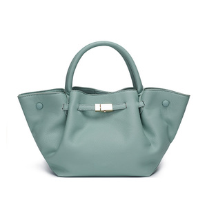Women Soft Textured Leather Handbag Metal Lock Decor Top Handle Large Capacity Daily Shopping Tote Bag - Product Image 5