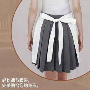 White Half <b>Apron</b> Cotton Adjustable Waist <b>Work</b> Suit Solid Color Maid <b>Apron</b> for Tea Party Role Playing - Product Image 3