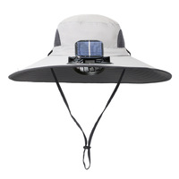 Topi Kipas Fotovoltaik Topi Kipas Tenaga Surya dengan Pinggiran Lebar Topi Memancing Musim Panas Topi Hiking Luar Ruangan Topi Bisbol Kipas Fotovoltaik