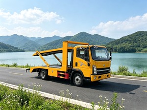 Nuevo Camión Portacoches Ligero Howo 4x2, con Elevador Hidráulico <span class=keywords><strong>de</strong></span> Doble Plataforma, para Transporte <span class=keywords><strong>de</strong></span> 2 Autos en Ciudad y Rescate en Carretera - Product Image 2