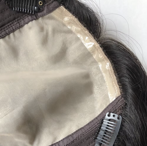 Topper Kosher Juif Personnalisé pour <span class=keywords><strong>Femme</strong></span>, Base en Soie, <span class=keywords><strong>Cheveux</strong></span> Humains Vierges Chinois, Cuticules Alignées, pour la Restauration des <span class=keywords><strong>Cheveux</strong></span> - Product Image 2
