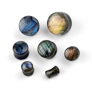 Runde Stein Plugs Gauges Ohrringe für Damen und Herren, Mehrfarbige Ohr-Plugs, Flesh Tunnel Piercing Expander, Ohrdehner Körperschmuck - Product Image 1