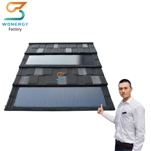 Alemania Materiales de construcción Energía verde Negro Rojo Gris Sistema fotovoltaico Tejas solares de metal recubiertas de piedra