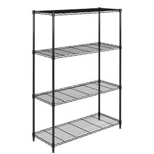 ASSMILE Magazzino di stoccaggio filo scaffalature rack nero filo di <span class=keywords><strong>acciaio</strong></span> inossidabile maglia <span class=keywords><strong>scaffali</strong></span> unità 4-tier cromo scaffalature - Product Image 1