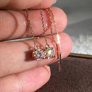 Pendentif en or rose E2460 avec diamant rond taille brillant, couleur G, pierre naturelle, style classique, unisexe, pour tous les jours - Product Image 5