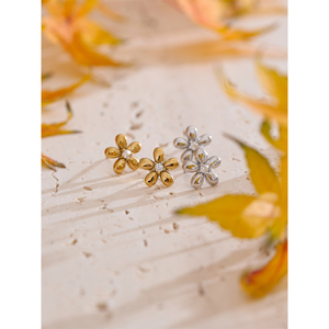 JINYOU 5355, <span class=keywords><strong>Pendientes</strong></span> de Flor con Circonita Brillante, Chapados en Oro de 18K, Acero Inoxidable PVD, para Mujer, Joyería Diaria - Product Image 2