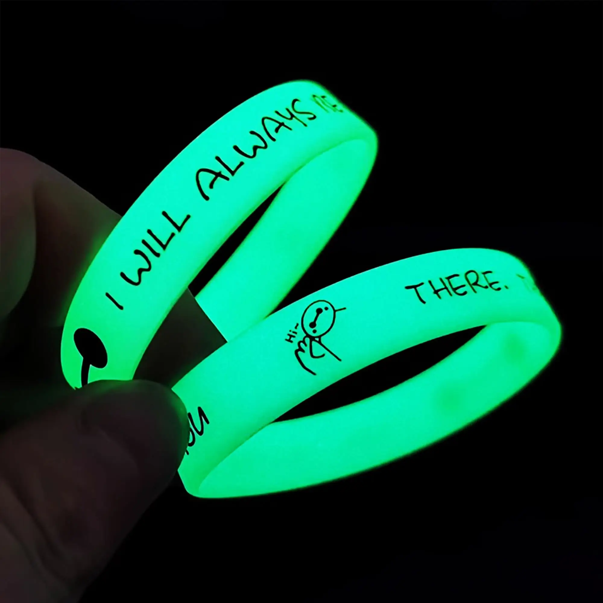 Custom Glow In Dark Wrist Bands Glowing Silicone Luminous Bracelet Custom Silicone Logo Glowing Wristbands With Message