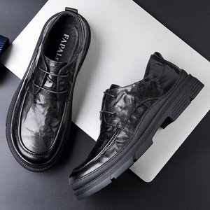 Chaussures habillées en cuir pour hommes, bout rond, à lacets, formelles, pour le bureau, style Derby, printemps-été, respirantes, pour jeunes de 18 à 40 ans - Product Image 4