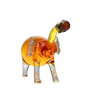 Botella de licor de vidrio hecha a mano, única, en forma de elefante, Alcohol, súper pedernal, 500ml