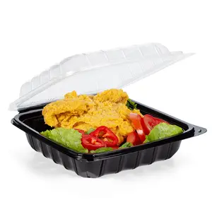 8 "9" recipientes de comida para llevar de dos colores tapa antivaho de plástico PP caja de conservación de gama alta caja de hamburguesas desechable