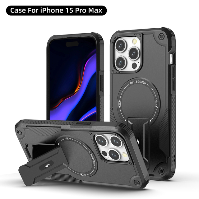Fashion Mobile Phone Case Protective Armor Cover for Apple iphone 15 Pro Max With Charging Function