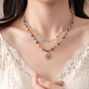 <span class=keywords><strong>Collier</strong></span> empilable bohème ethnique <span class=keywords><strong>en</strong></span> pierres naturelles et cristaux, <span class=keywords><strong>collier</strong></span> ras-du-cou de luxe <span class=keywords><strong>en</strong></span> pierres naturelles, bijoux plaqués or - Product Image 4