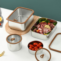 FTS crisper set hermético preparación cocina rectangular hermético almacenamiento hermético personalizado 304 Acero inoxidable reutilizable contenedor de alimentos
