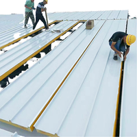 Panneau de toiture métallique en laine de roche isolante ignifuge de classe A moderne, absorption acoustique pour usage en entrepôt, conception écologique