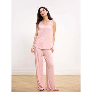 ชุดนอนผ้าโมดอลแขนกุดพรีเมียมแสนสบาย พร้อมโลโก้สั่งทำ ชุดคลุมสำหรับพักผ่อนที่บ้านพร้อมเชือกผูกเอว สำหรับฤดูใบไม้ผลิ ชุดนอนผ้าฝ้ายถัก - Product Image 1