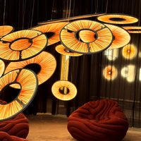 Lustre circulaire moderne en art contemporain, luminaire suspendu LED pour hôtel, club, décoration intérieure de luxe, design créatif en corde, lampe suspendue