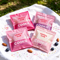 Sachets plats transparents givrés imprimés sur mesure, thermoscellables, pour emballage individuel de biscuits, bonbons, produits de boulangerie, avec logo.